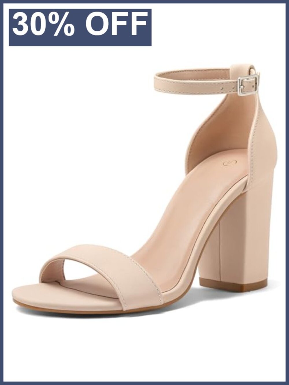 Chunky Block Heel Open Toe Ankle Strap Sandals Adjustable Buckle Nubuck PU